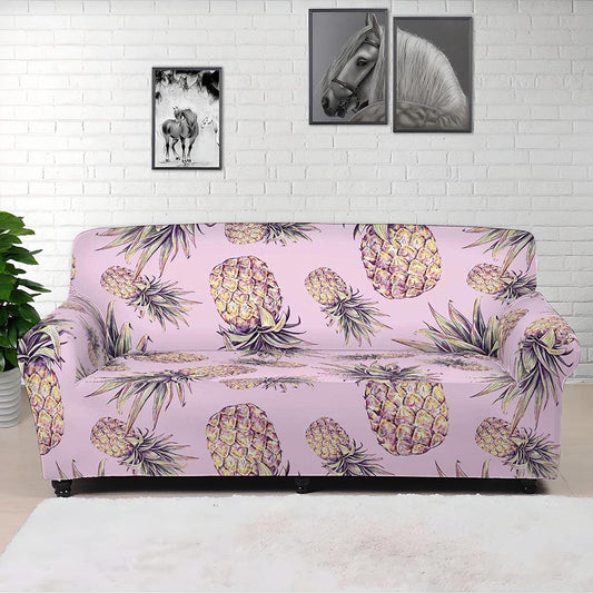 Pink Vintage Pineapple Pattern Print Sofa Cover