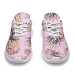 Pink Vintage Pineapple Pattern Print Sport Shoes GearFrost