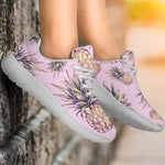 Pink Vintage Pineapple Pattern Print Sport Shoes GearFrost
