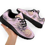 Pink Vintage Pineapple Pattern Print Sport Shoes GearFrost
