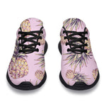 Pink Vintage Pineapple Pattern Print Sport Shoes GearFrost