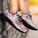 Pink Vintage Pineapple Pattern Print Sport Shoes GearFrost