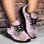 Pink Vintage Pineapple Pattern Print Sport Shoes GearFrost