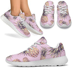 Pink Vintage Pineapple Pattern Print Sport Shoes GearFrost