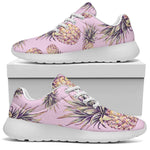 Pink Vintage Pineapple Pattern Print Sport Shoes GearFrost