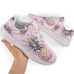 Pink Vintage Pineapple Pattern Print Sport Shoes GearFrost