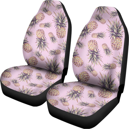 Pink Vintage Pineapple Pattern Print Universal Fit Car Seat Covers