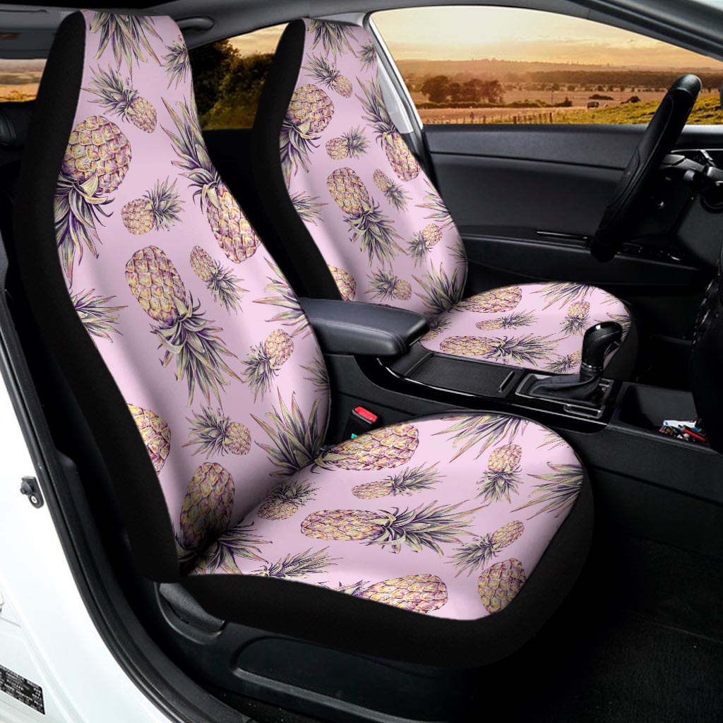 Pink Vintage Pineapple Pattern Print Universal Fit Car Seat Covers