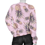 Pink Vintage Pineapple Pattern Print Women's Crewneck Sweatshirt GearFrost