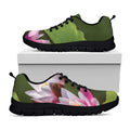 Pink Water Lilies Print Black Running Shoes