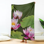 Pink Water Lilies Print Blanket