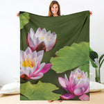 Pink Water Lilies Print Blanket