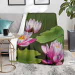 Pink Water Lilies Print Blanket