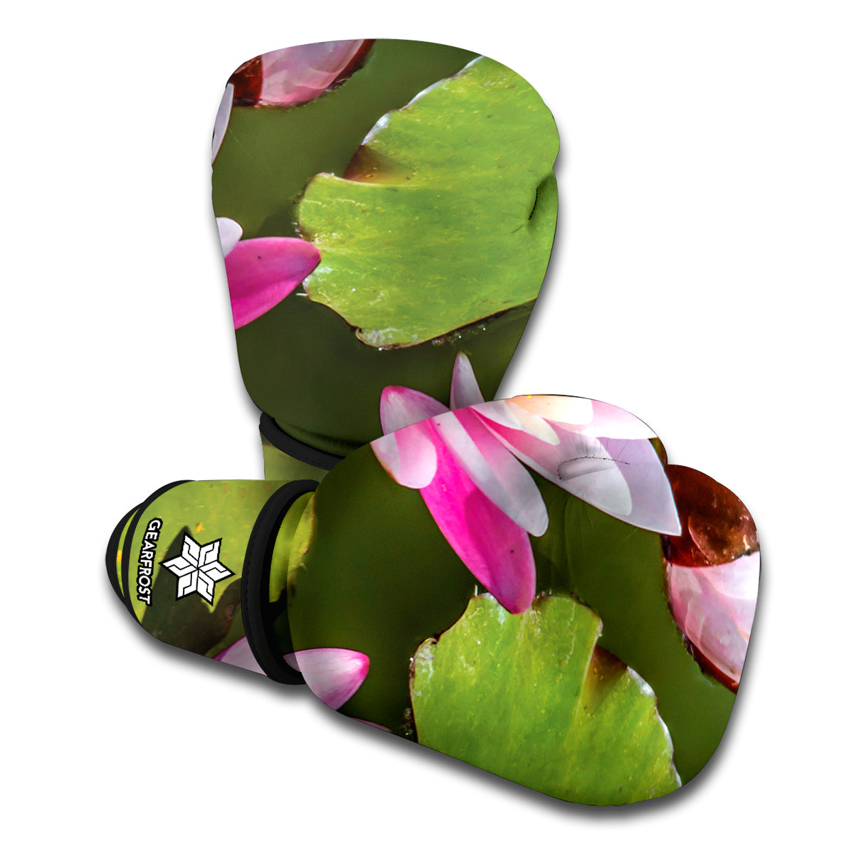 Pink Water Lilies Print Boxing Gloves