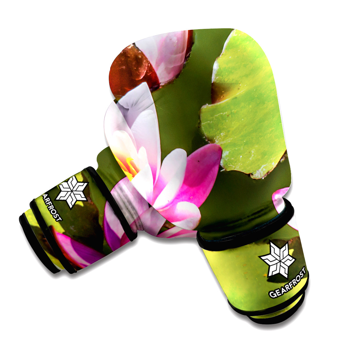 Pink Water Lilies Print Boxing Gloves