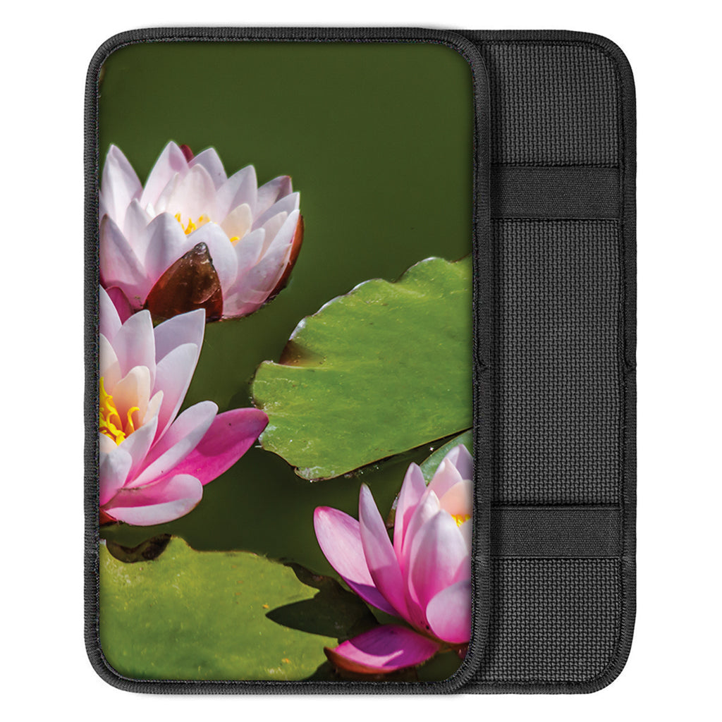 Pink Water Lilies Print Car Center Console Cover