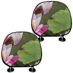 Pink Water Lilies Print Car Headrest Covers