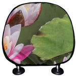 Pink Water Lilies Print Car Headrest Covers