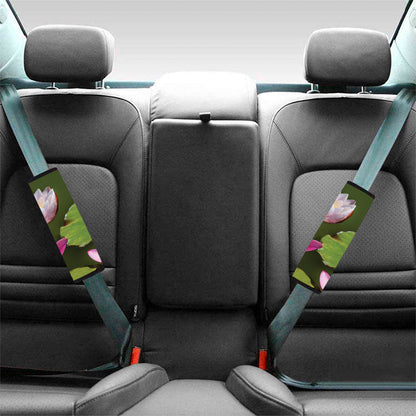 Pink Water Lilies Print Car Seat Belt Covers