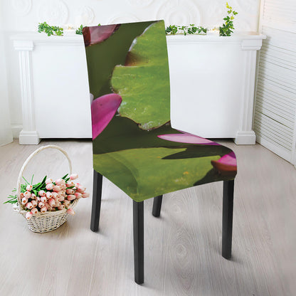 Pink Water Lilies Print Dining Chair Slipcover