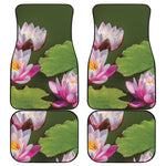 Pink Water Lilies Print Front and Back Car Floor Mats