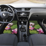 Pink Water Lilies Print Front and Back Car Floor Mats