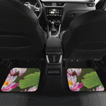 Pink Water Lilies Print Front and Back Car Floor Mats