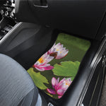 Pink Water Lilies Print Front and Back Car Floor Mats