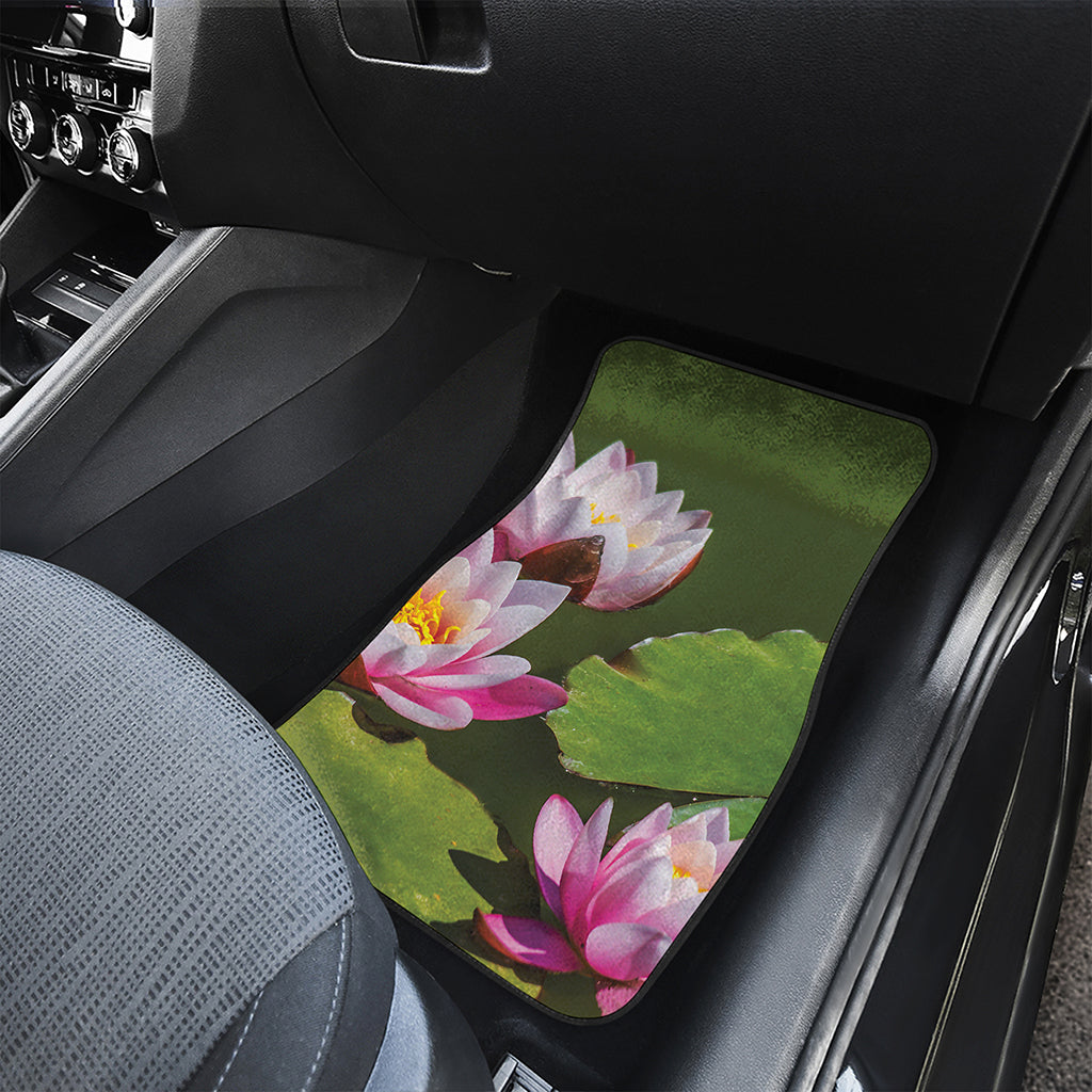Pink Water Lilies Print Front Car Floor Mats