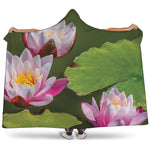 Pink Water Lilies Print Hooded Blanket
