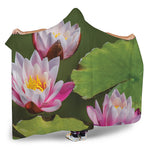 Pink Water Lilies Print Hooded Blanket
