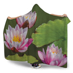 Pink Water Lilies Print Hooded Blanket