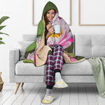 Pink Water Lilies Print Hooded Blanket