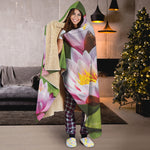 Pink Water Lilies Print Hooded Blanket