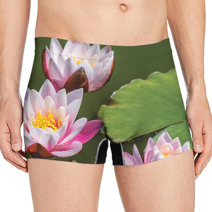 Pink Water Lilies Print Men's Boxer Briefs