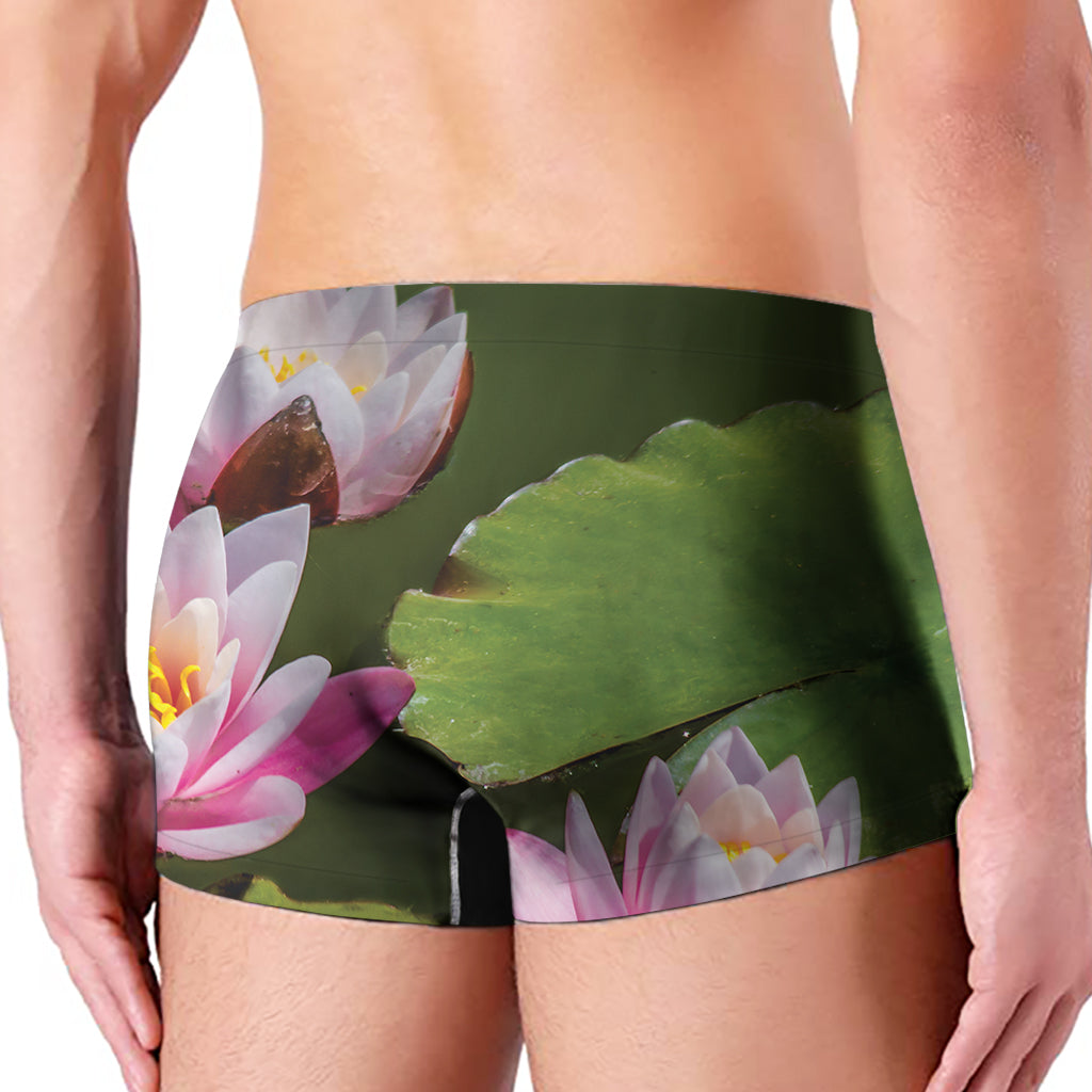Pink Water Lilies Print Men's Boxer Briefs