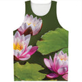 Pink Water Lilies Print Men's Tank Top