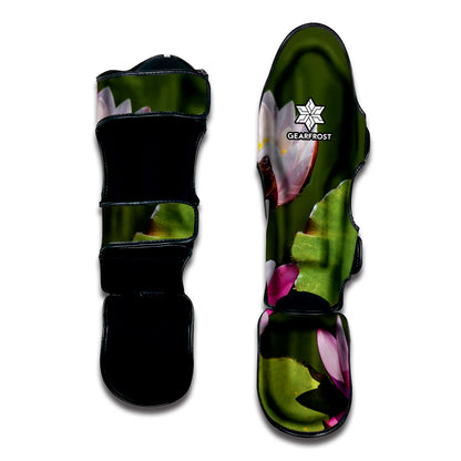Pink Water Lilies Print Muay Thai Shin Guard