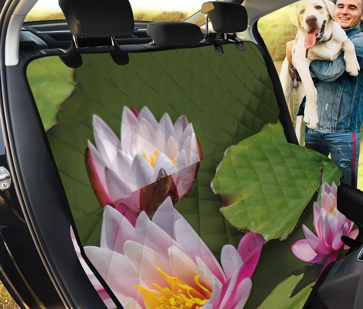 Pink Water Lilies Print Pet Car Back Seat Cover