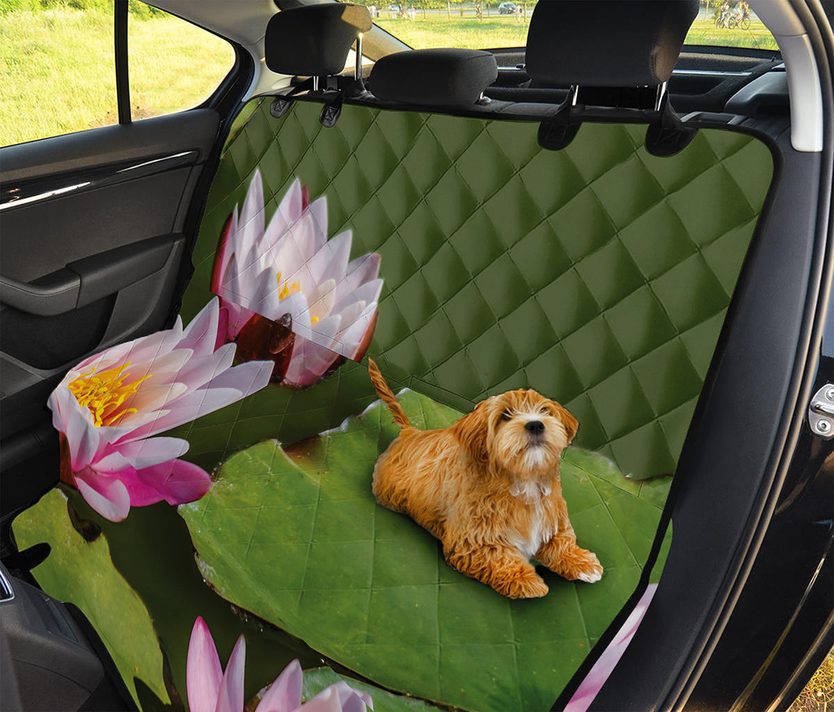 Pink Water Lilies Print Pet Car Back Seat Cover
