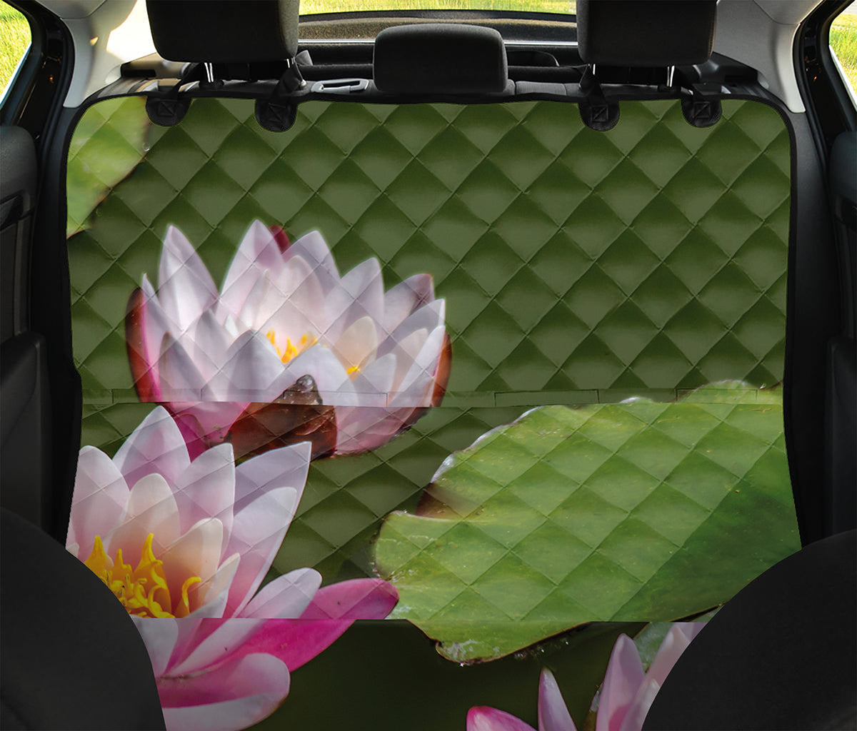 Pink Water Lilies Print Pet Car Back Seat Cover