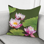 Pink Water Lilies Print Pillow Cover