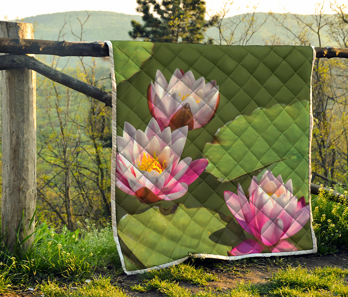 Pink Water Lilies Print Quilt