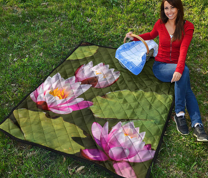 Pink Water Lilies Print Quilt