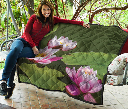Pink Water Lilies Print Quilt
