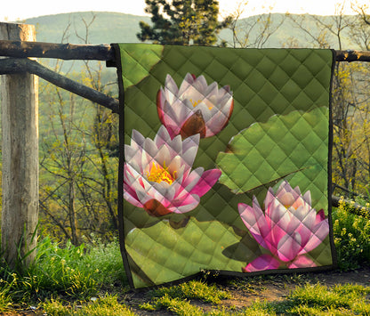 Pink Water Lilies Print Quilt