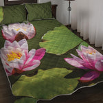 Pink Water Lilies Print Quilt Bed Set