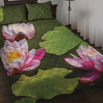 Pink Water Lilies Print Quilt Bed Set