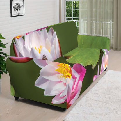 Pink Water Lilies Print Sofa Cover