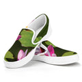 Pink Water Lilies Print White Slip On Sneakers